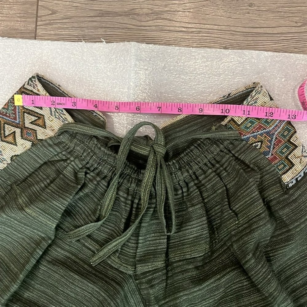 Harem pants, Green Rough cotton harem pants - Picture 7 of 8